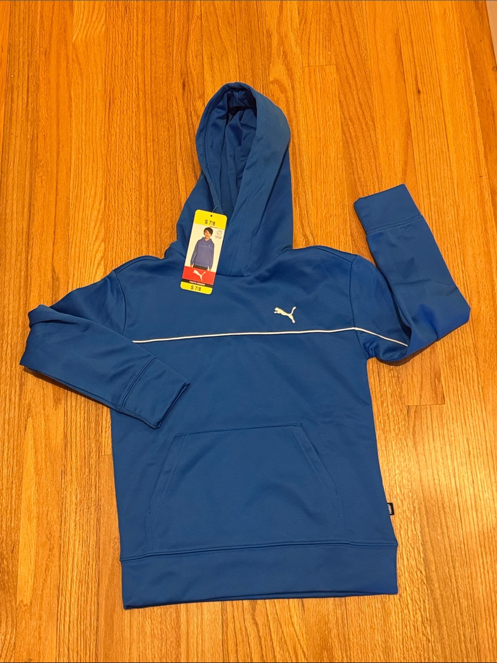 Puma Royal Blue Hooded Pullover with White Piping